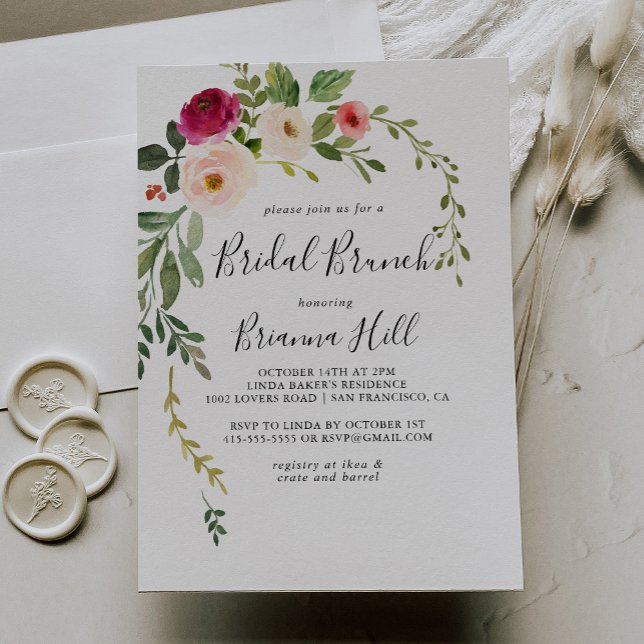 Greenery Pink Blush Bridal Brunch Bridal Shower Invitation (Creator Uploaded)