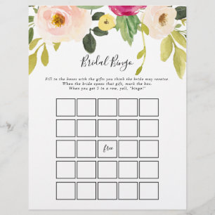 Greenery Pink Blush Floral Bridal Bingo Game