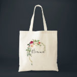 Greenery Pink Blush Floral Bridesmaid Tote Bag<br><div class="desc">This greenery pink blush floral bridesmaid tote bag is the perfect wedding gift to present your bridesmaids and maid of honour for a modern wedding. The design features hand-painted illustrated beautiful pink,  blush and yellow peonies with green foliage.</div>