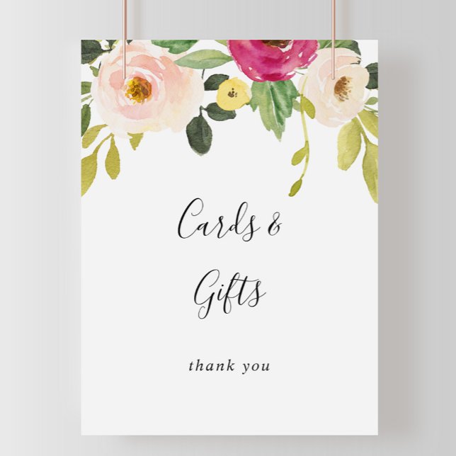 Greenery Pink Blush Floral Cards and Gifts Sign (Creator Uploaded)