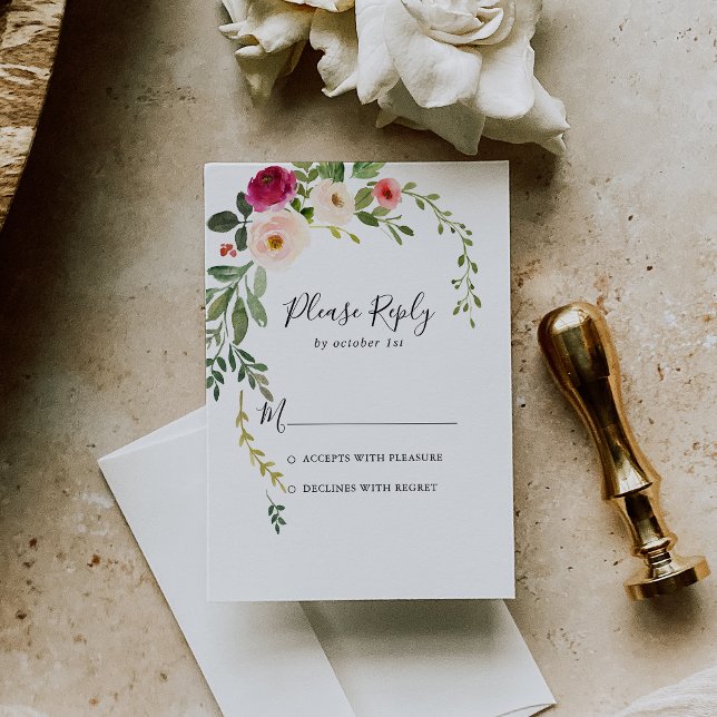 Greenery Pink Blush Floral RSVP (Creator Uploaded)