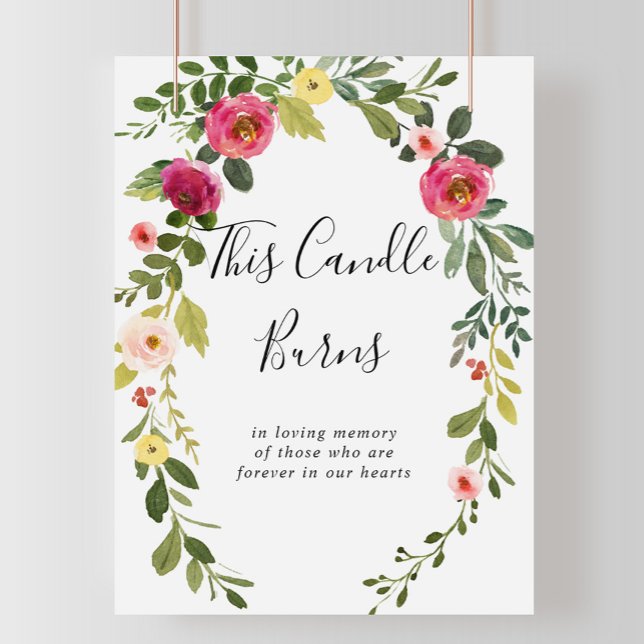 Greenery Pink Blush Floral This Candle Burns Sign (Creator Uploaded)