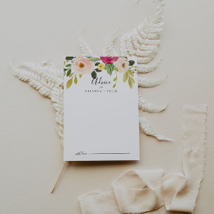 Greenery Pink Blush Floral Wedding Advice Card