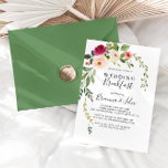 Greenery Pink Blush Floral Wedding Breakfast Invitation<br><div class="desc">This greenery pink blush floral wedding breakfast invitation is perfect for a simple day after the wedding  family and friends get together breakfast. The design features hand-painted illustrated beautiful pink,  blush and yellow peonies with green foliage.</div>