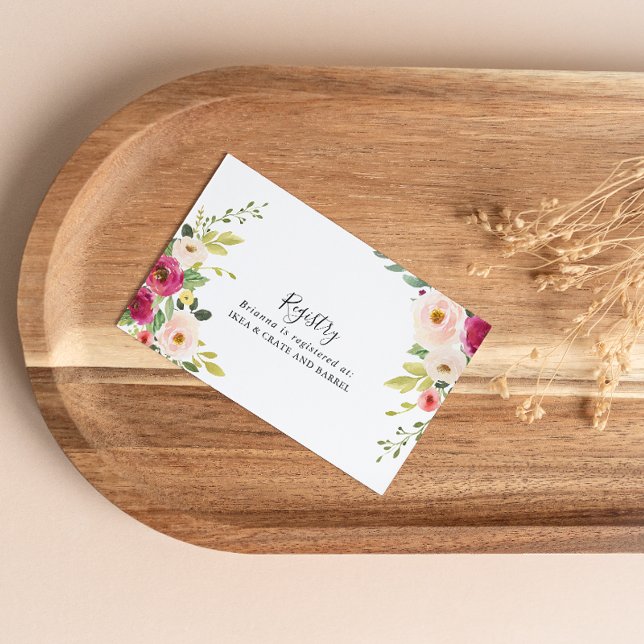 Greenery Pink Blush Floral Wedding Gift Registry Enclosure Card (Creator Uploaded)
