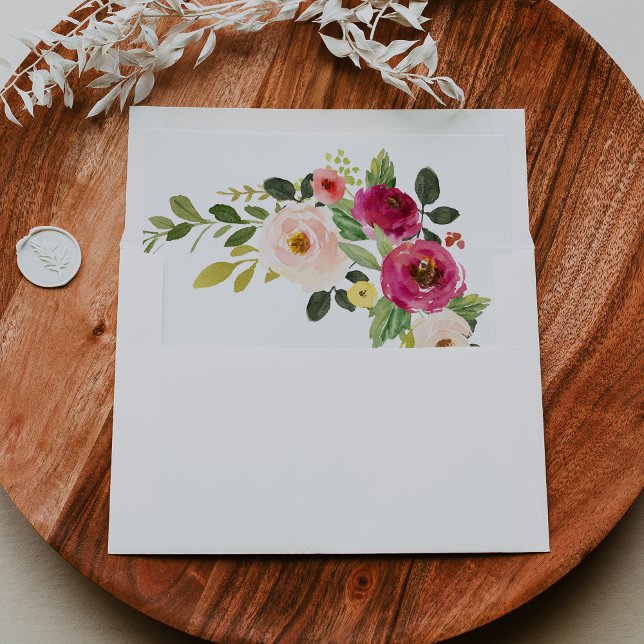 Greenery Pink Blush Floral Wedding Invitation Envelope (Creator Uploaded)