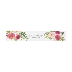 Greenery Pink Blush Floral Wedding Invitation Invitation Belly Band