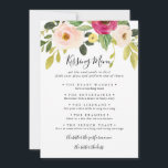 Greenery Pink Blush Wedding Kissing Menu Game Card<br><div class="desc">This greenery pink blush wedding kissing menu game card is perfect for a simple wedding reception. The design features hand-painted illustrated beautiful pink,  blush and yellow peonies with green foliage.</div>