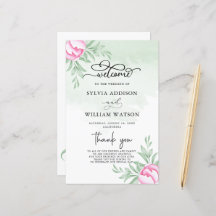 Greenery Pink Flowers Gold Modern Wedding Ceremony
