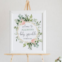 Greenery pink girl baby sprinkle welcome sign