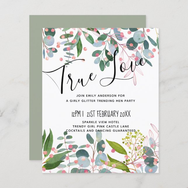 Greenery Pink Modern Wedding (Front/Back)
