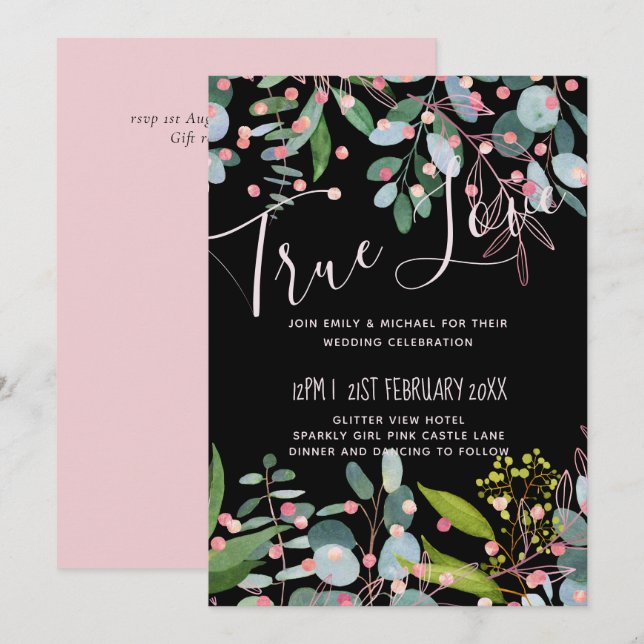Greenery Pink Modern Wedding (Front/Back)
