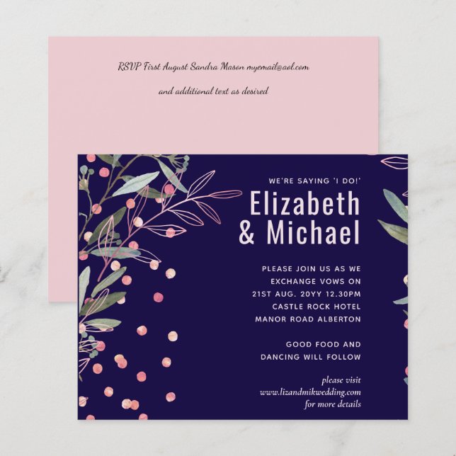 Greenery Pink Modern Wedding (Front/Back)