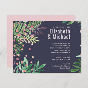 Greenery Pink Modern Wedding Invitation Postcard