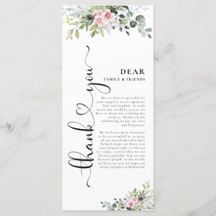 Greenery Pink Rose Wedding Menu