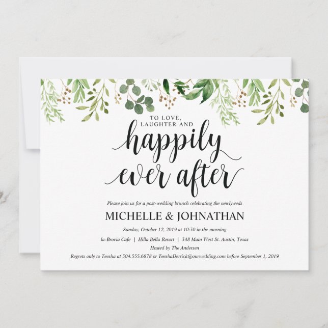 Greenery Post Wedding Brunch Invitation Card (Front)