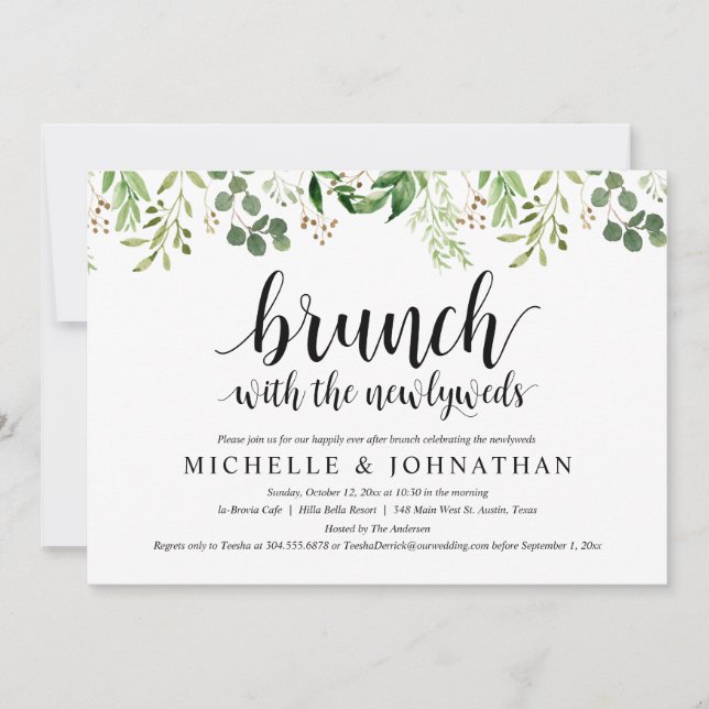 Greenery Post Wedding Brunch Invitation Card (Front)