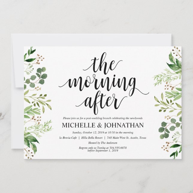 Greenery Post Wedding Brunch Invitation Card (Front)