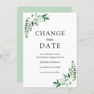 Greenery Postponed Wedding Announcement