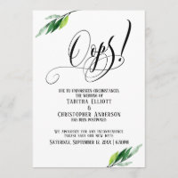 Greenery Postponed Wedding "Oops!" Announcement
