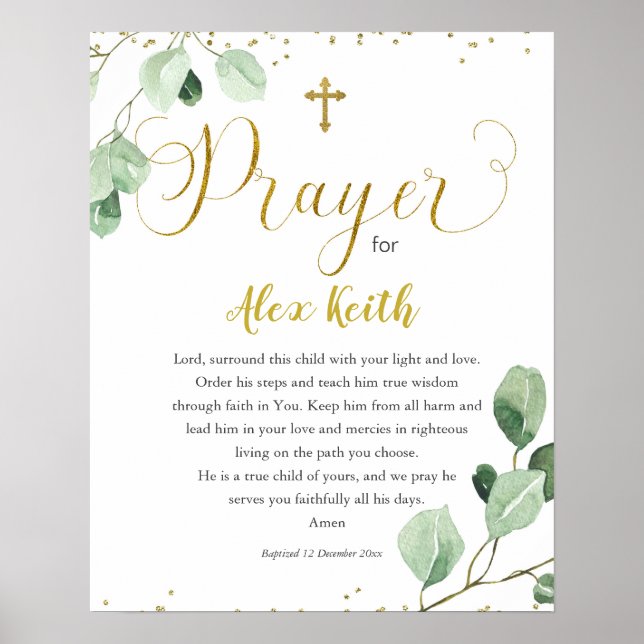 Greenery Printable Baptism Gift Poster (Front)