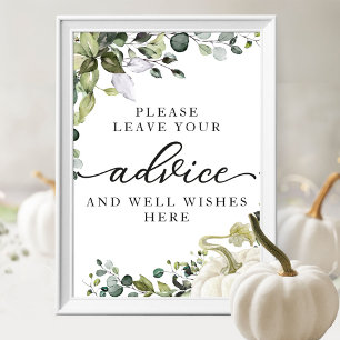 Greenery Pumpkin Baby Shower Advice Sign