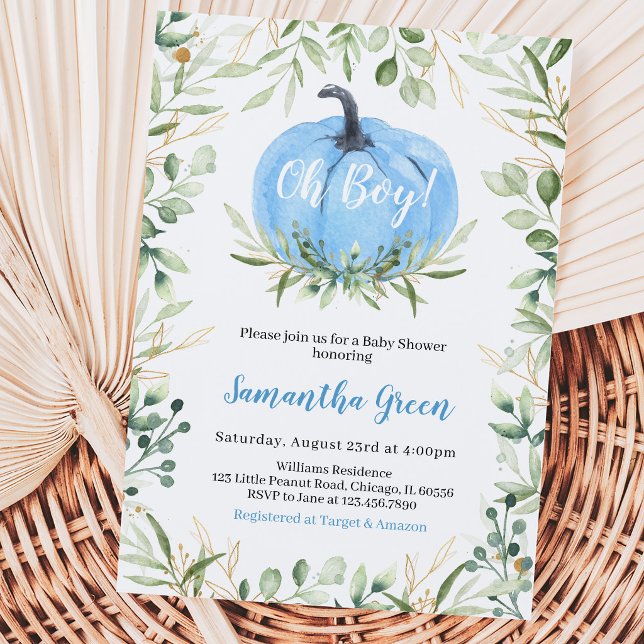 Greenery Pumpkin Baby Shower Invitation (Creator Uploaded)