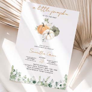 Greenery Pumpkin Baby Shower Invitation