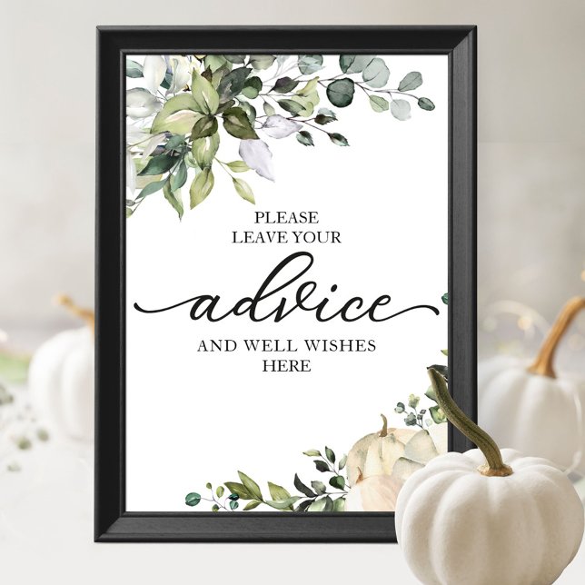 Greenery Pumpkin Bridal Shower Advice Sign (Creator Uploaded)