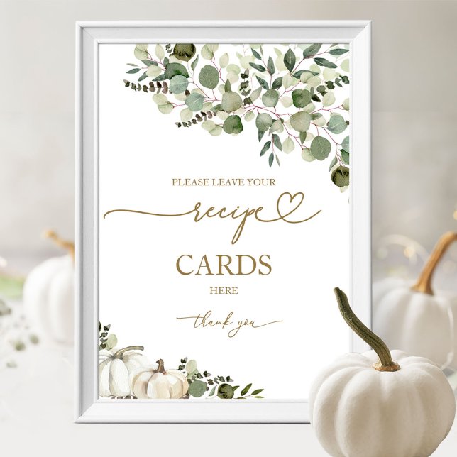 Greenery Pumpkin Bridal Shower Recipe Cards Sign (Creator Uploaded)