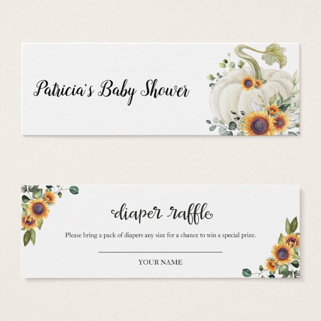 Greenery Pumpkin Fall Baby Shower Diaper Raffle (Front & Back)