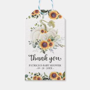 Greenery Pumpkin Fall Baby Shower Thank You Favour Gift Tags