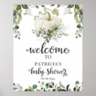 Greenery Pumpkin Fall Baby Shower Welcome Sign