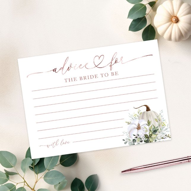 Greenery Pumpkin Fall Bridal Shower Advice Cards (Creator Uploaded)