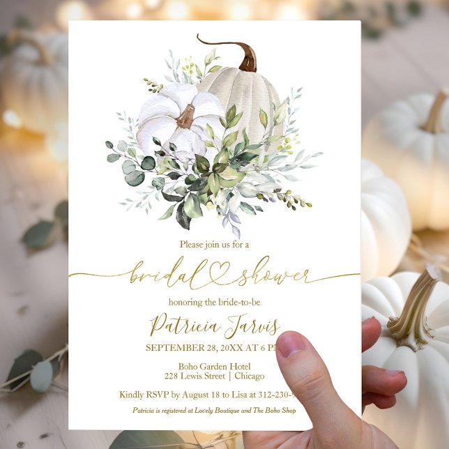 Greenery Pumpkin Fall Bridal Shower Invitation (Creator Uploaded)