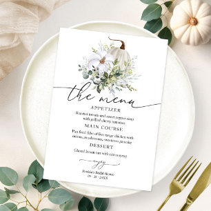 Greenery Pumpkin Fall Bridal Shower Menu For Plate Invitation