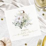 Greenery Pumpkin Fall Bridal Shower Napkins<br><div class="desc">Delicate watercolor greenery fall-themed bridal shower napkins. Easy to personalise with your details. Please get in touch with me via chat if you have questions about the artwork or need customisation. PLEASE NOTE: For assistance on orders,  shipping,  product information,  etc.,  contact Zazzle Customer Care directly https://help.zazzle.com/hc/en-us/articles/221463567-How-Do-I-Contact-Zazzle-Customer-Support-.</div>