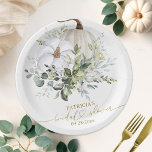 Greenery Pumpkin Fall Bridal Shower Paper Plate<br><div class="desc">Delicate watercolor greenery fall-themed bridal shower paper plate. Easy to personalise with your details. Please get in touch with me via chat if you have questions about the artwork or need customisation. PLEASE NOTE: For assistance on orders,  shipping,  product information,  etc.,  contact Zazzle Customer Care directly.</div>