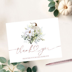 Greenery Pumpkin Fall Bridal Shower Thank You Postcard