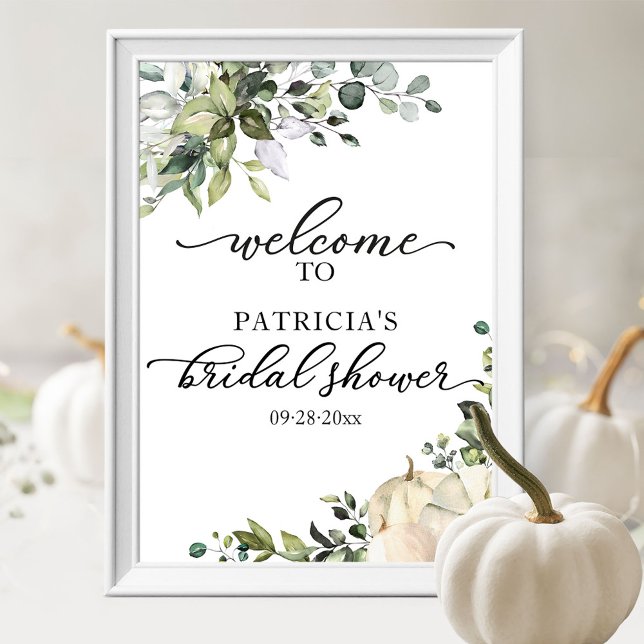 Greenery Pumpkin Fall Bridal Shower Welcome Sign  (Creator Uploaded)