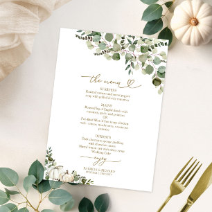 Greenery Pumpkin Fall Wedding Menu Card