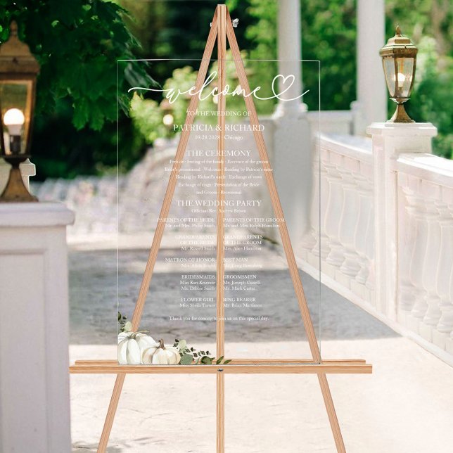 Greenery Pumpkin Fall Wedding Program Sign (Creator Uploaded)