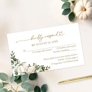 Greenery Pumpkin Fall Wedding RSVP Card
