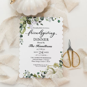 Greenery Pumpkin Friendsgiving Dinner Invitation