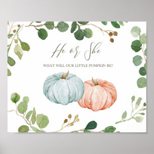 Greenery Pumpkin Gender Reveal Welcome Decoration