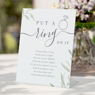 Greenery put a ring on it bridal shower game pedestal sign
