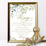 Greenery Put A Ring On It Bridal Shower Game Poste Poster<br><div class="desc">A greenery eucalyptus bridal shower ring game sign. Great for greenery or garden-themed bridal shower. Please get in touch with me via chat if you have questions about the artwork or need customisation. PLEASE NOTE: For assistance on orders,  shipping,  product information,  etc.,  contact Zazzle Customer Care directly https://help.zazzle.com/hc/en-us/articles/221463567-How-Do-I-Contact-Zazzle-Customer-Support-.</div>