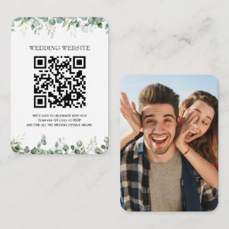Greenery QR Code and Photo Enclosure Invitation