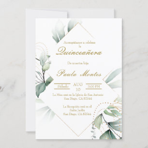 Greenery  Quinceañera invitation