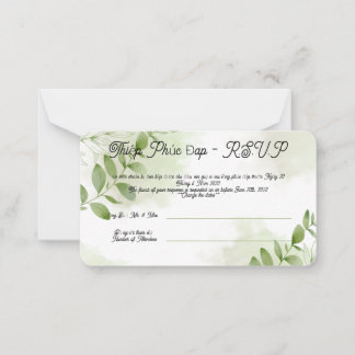 Greenery R.S.V.P Vietnamese wedding card